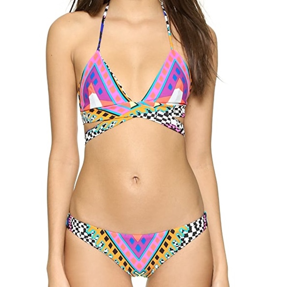 Mara Hoffman Pink and Orange Geometric Bikini